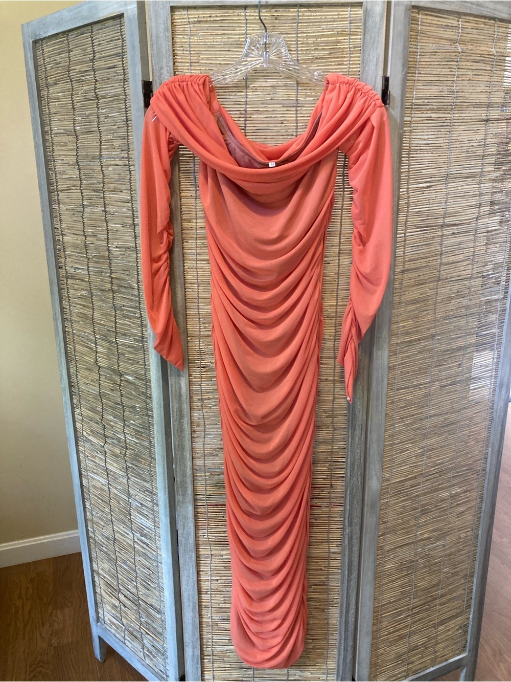 Sexy mesh peachy orange dress